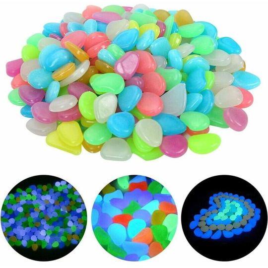 Echoo - 200 Pieces Colorful Luminous Stones Pebbles Luminous Pebbles Luminous Pebbles Fluorescent Pebbles for Aquarium Garden Children's Room