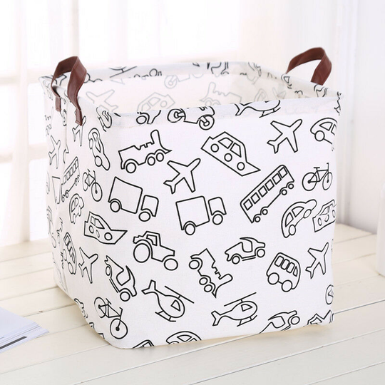 Sun Flowergb - Square Storage Baskets Waterproof Canvas Kids Laundry Basket Nursery for Shelves Gift Baskets Toy Organizer Room Decor (Vehicle)