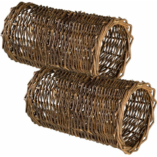 Tectake - 2 Rabbit tunnels - wicker tunnel, rabbit tube, rabbit burrow pipe - brown