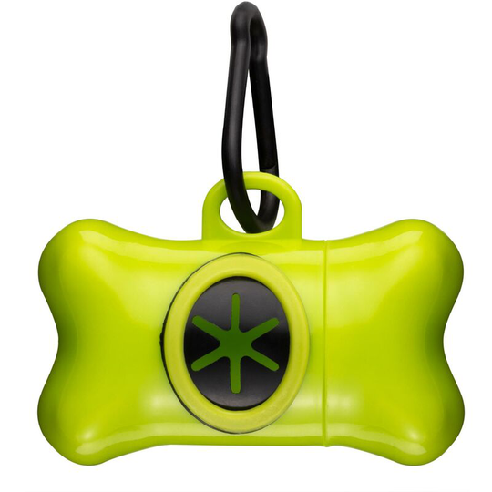 Dog Pet Puppy Poo Poop Waste Bag Dispenser Holder Scoop 1 Free Refill Roll - Green - Bunty