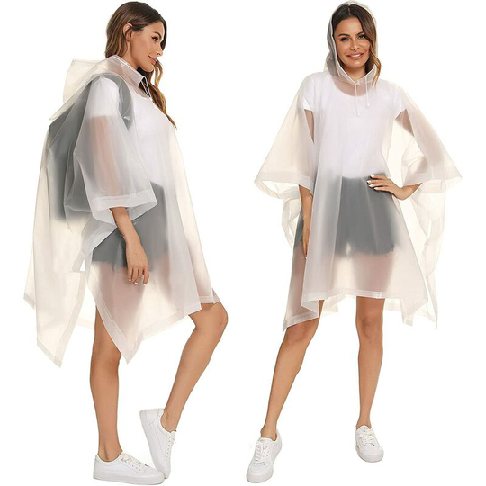 Adults Reusable Drawstring Hooded Rain Ponchos Waterproof Thick Raincoat