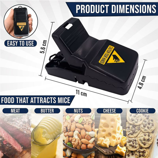 Ilovemilan - Reusable Indoor And Outdoor Mousetrap, Instant Kill Mousetrap Efficient Mousetrap Easy Bait Home Safe (3 Pieces - Black)