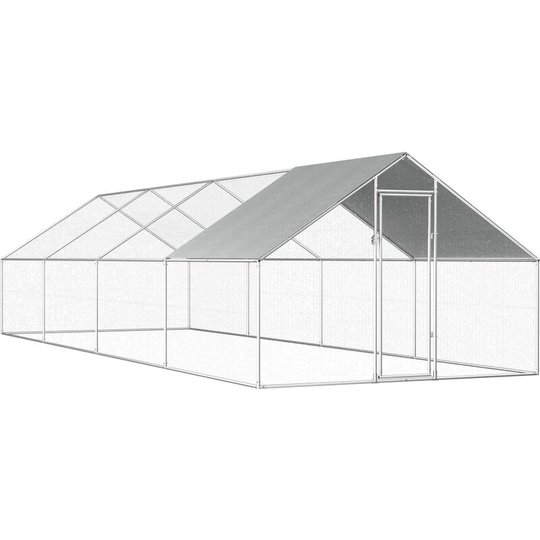 Topdeal - Outdoor Chicken Cage 2.75x8x2 m Galvanised Steel VDTD07328