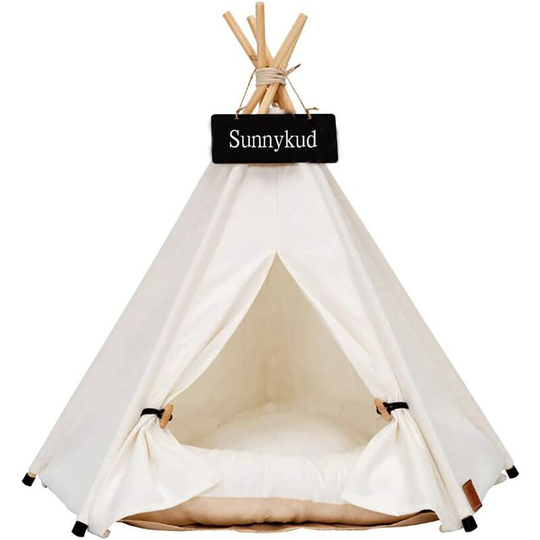 Dog Pet Teepee Tent With Detachable Washable Cushion Pet Dog Tents Play Tent Pet Bed