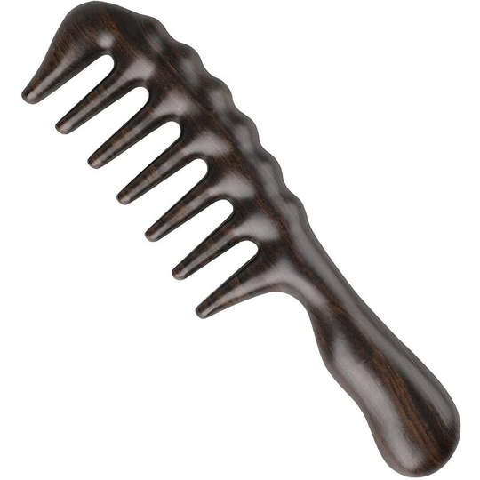 Ilovemilan - Handmade 100% Natural Black Sandalwood Hair Combs - Anti-Static, Sandalwood Scent, Natural Detangler, Wooden Comb (Extra Wide Tooth