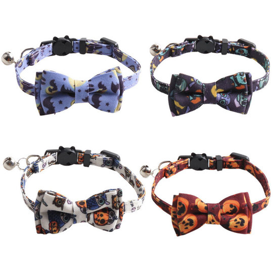 4pcs Halloween Cat Dog Collar Pet Costumes Collar Pet Supplies for Halloween Pet Clothes