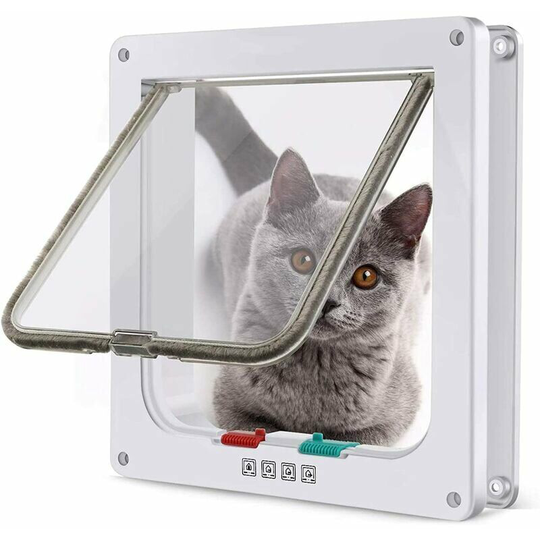 Pet door, 4-way manual lock, energy saving, weatherproof, convenient, small cat and dog, easy to install and use, upgraded version s