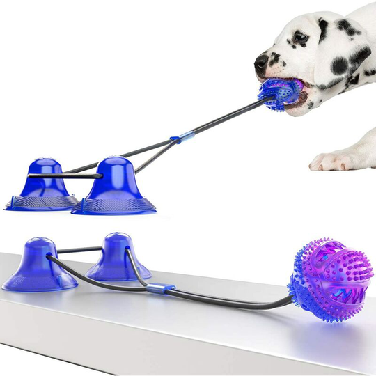 Dog Toy Ball, Double Suction Cups Dog Chew Toy, Self-Playing Puppy Treat ball, Pet Molar Bite Toy