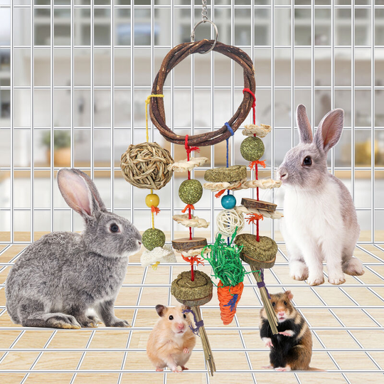 FVO - Rabbit Chew Toys for Rabbits, Small Animals, Teeth Care, Natural Vine Cage Entertainment Accessories, Vine Wreaths for Rabbits, Chinchilla,