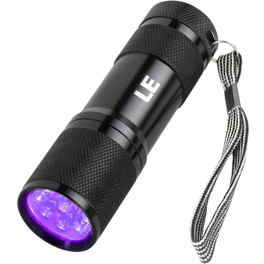 Uv Torch, 9 led 395nm ptraviolet Flashpght, Blackpght Detector for Pet Urine, Stain, Bed Bugs and More, 3 aaa Batteries Included