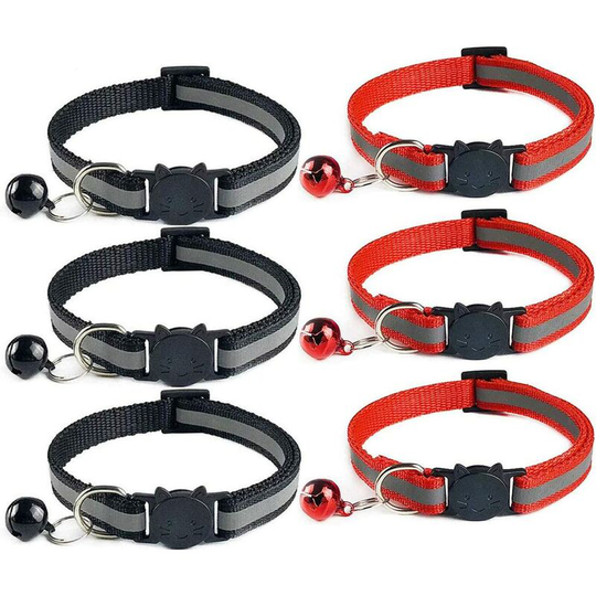 LangRay Cat Collar, 6 Reflective Adjustable Anti Strangulation Kittens Puppies with Bell and Safety Buckle, for Small and Medium Sized Puppies Cats