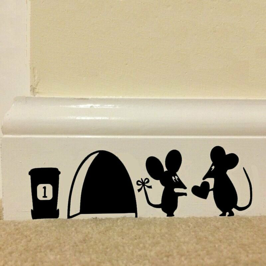 Pc Cute Couple Mouse Mouse Hole Heart Wall Stickers Wallpaper Wall Decals Sticker Vinyl Art Kids Room Home Decor lavente