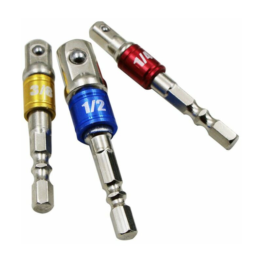 Perle Rare - 3 Pieces Socket Holder Adapter for Drill Driver Socket Colored Extension Set Hex Shank High Speed Drilling Screwdriver 1/4' - 65mm,