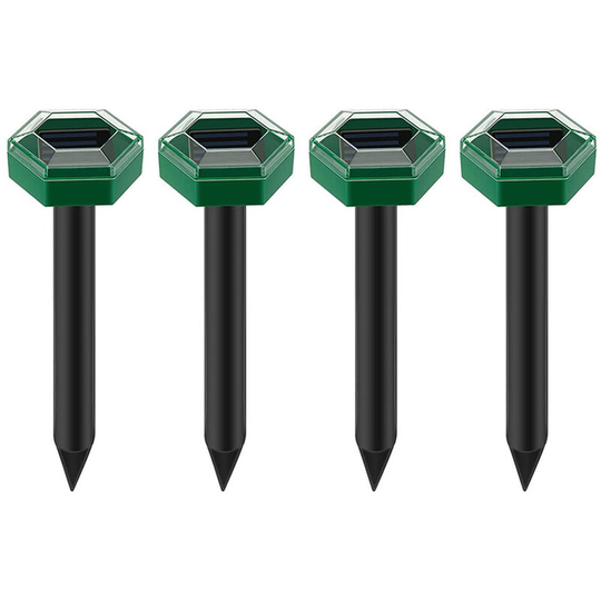 Solar Repellent Ultrasonic 4 Pack Outdoor Powered Sonic Deterrent for Garden Home Groundhog Rodent - Hexagonal