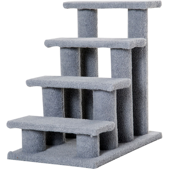 Dog Steps for Bed 4 Step Pet Stairs for Sofa Dog Cat Climb Ladder Grey - Grey - Pawhut
