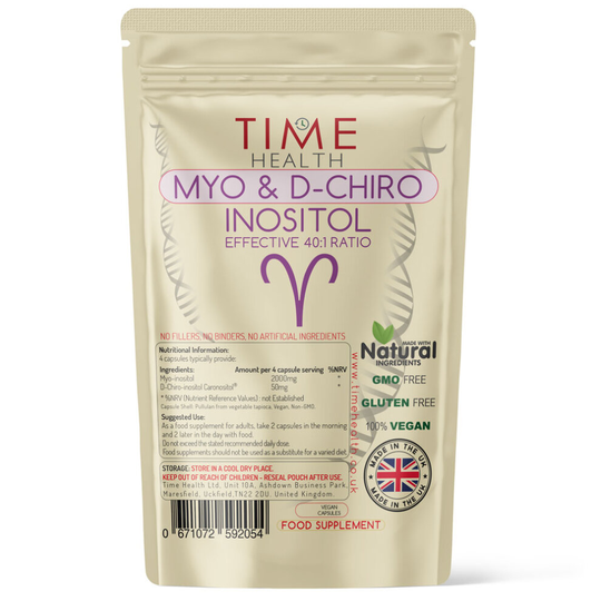 (120 Capsules) Myo & D Chiro Inositol - Supports Women with PCOS - Promotes Hormonal Balance & Normal Ovarian Function