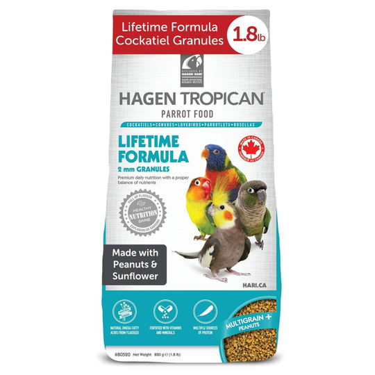 Hagen Tropican Bird Food, HARI Parrot Food with Peanuts & Sunflower Seeds, Lifetime Formula