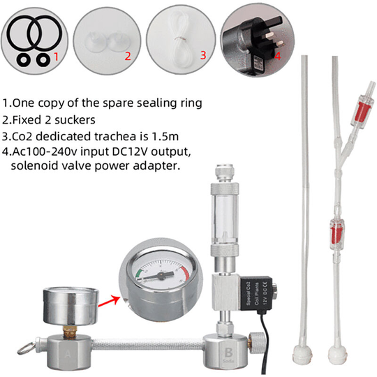 Aquarium DIY CO2 Generator System Kit CO2 Generator System with Solenoid Valve Bubble Counter & Check Carbon Dioxide Reactor Kit for Plants Aquarium