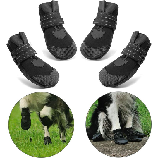 Boots and Booties Protective Boots, 4 Pieces Dog Shoes Non-Slip Soft Sole for Small to Medium Dogs (4#)