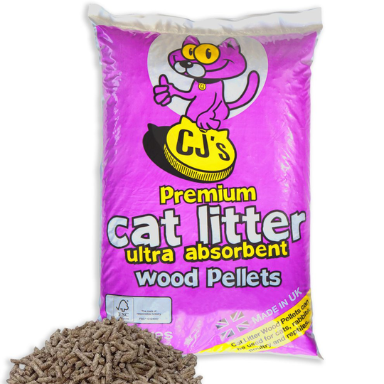 30 L - CJ's Premium Cat Litter Ultra Absorbent Wood Pellets Ideal for Cats, Rabbits, Poultry & Reptiles! Includes Tigerbox® Antibacterial Pen!
