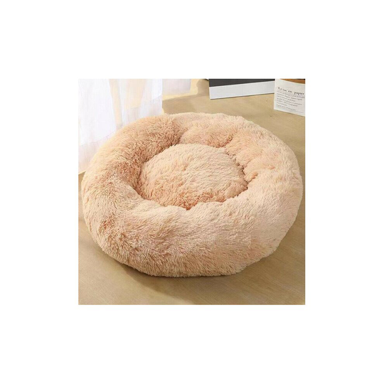 (Light Orange, 40cm) Plush Donut Pet Bed For Dogs & Cats | Dog Basket