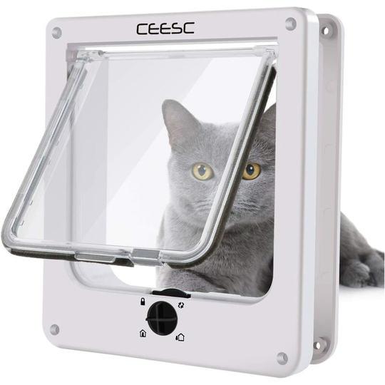 Cat Door, Waterproof Pet Door with 4-Way Rotary Lock for Cat, Small Dog, Easy to Install and Use Thsinde Upgraded Version