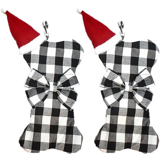 Pet Dog Christmas Stockings Large Bone Shape Hanging Christmas Stocking - Muff