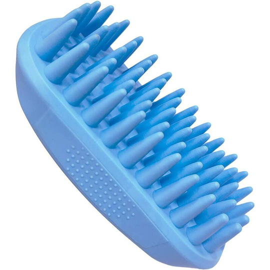 Silicone Pet Shampoo Brush for Long and Short Hair Medium Pets Dogs Cats, Non-Slip Rubber Dog Cat Mouse Grooming Shower Bath Brush Massage Comb (Blue