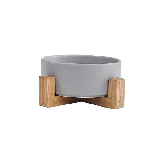 Ceramic Cat Dog Bowl Dish With Wood Stand No Spill Pet Food Water Feeder Cats Small Dogs Pet Bowl