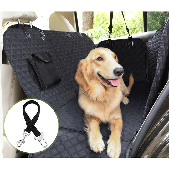 Pecute - Dog Car Back Seat Cover, Pet Car Seat Protector Waterproof Nonslip with Dog Seat Belt Anchors for Pet Travel Hammock Style Durable Scratch