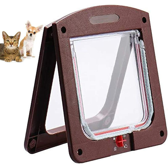 Interior Door Pet Door Lockable 4-Way Manual Latch Pet Tunnel Easy to install for cats and dogs