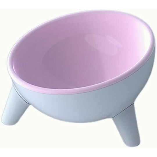 Pet Bowl, Plastic Bowl for Dogs and Cats - Raised Sloped Bowl - Prevents Backflow - Pink