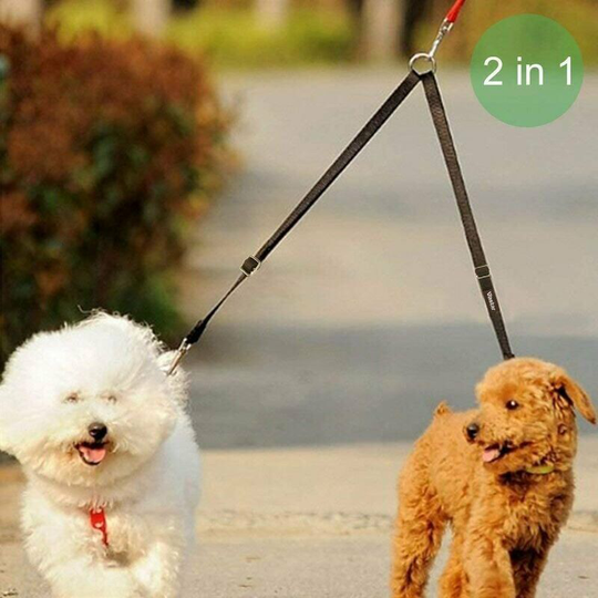 Bearsu - Double Dog Walker, Pet Double Dog Leash Sturdy and Adjustable, Two Tangle Free Dog Training Leashes, Fits Dogs Under 110 Pounds, High