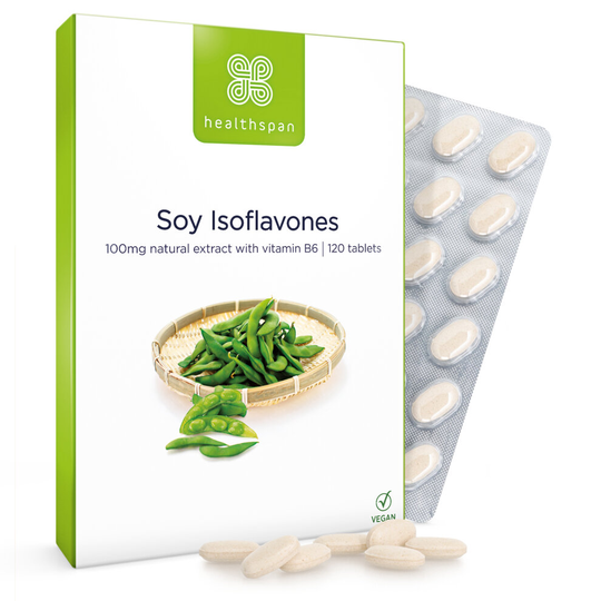 Healthspan Soy Isoflavones, 120 Tablets, with Vitamin B6