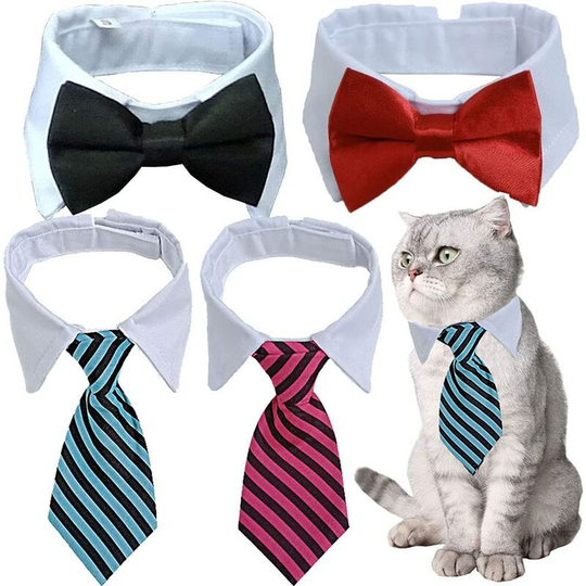 4 Pieces Pet Dog Cat Bow Tie Pet Costume Adjustable Formal Tie Collar for Cats Small Dogs Puppy Grooming Accessories (s)