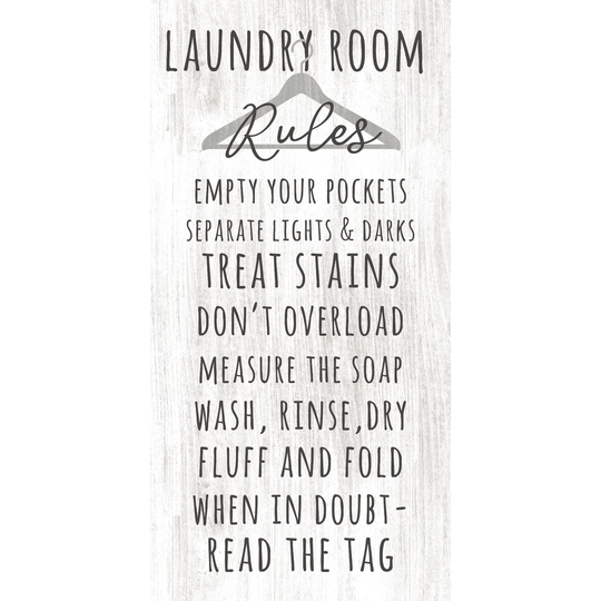 Laundry Rules with Hanger - Wrapped Canvas Textual Art Print