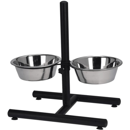 In Height-Adjustable Double Dog Food and Water Bowl Stainless Steel Pets Collection Multicolour