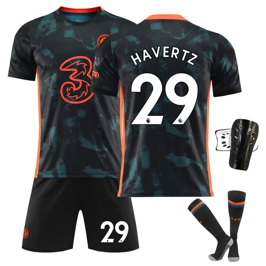 Chelsea 2nd away kit with socks and protective gear, children's size 22