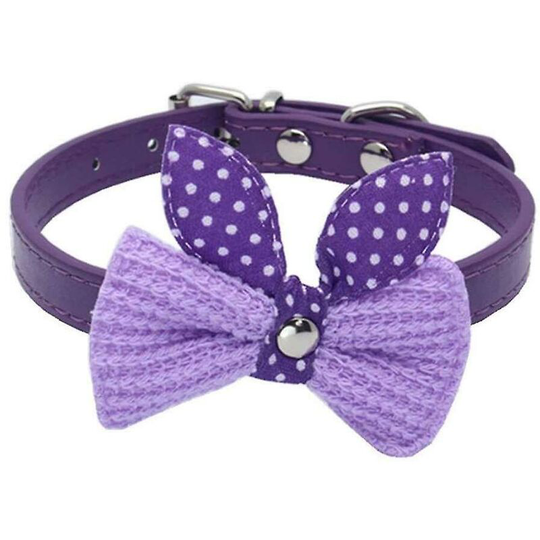 Pu Leather Dog Collar Puppy Pet Bowknot Necklace Pet For Small Dogs