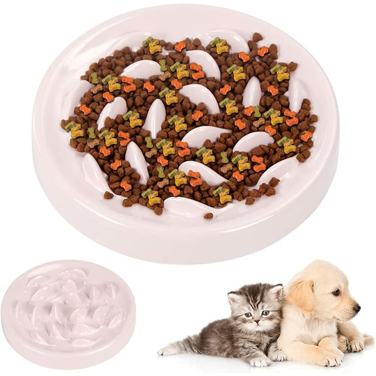 Gourmet bowl for dogs, slow food bowl with non-slip bottom, gourmet bowl for cats for healthy eating and slow digestion (pink)