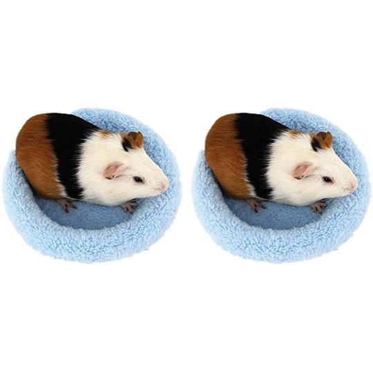 2 pieces blue) hamster bed, round velvet heating pad for hamster/hedgehog/squirrel/guinea pig/rat and other small animals