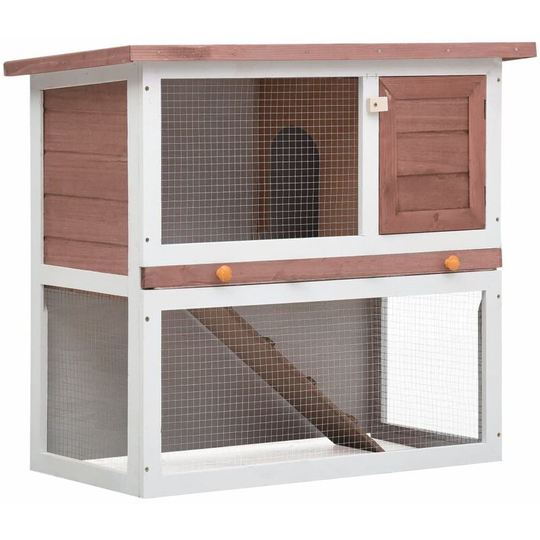 Topdeal - Outdoor Rabbit Hutch 1 Door Brown Wood FF170832_UK