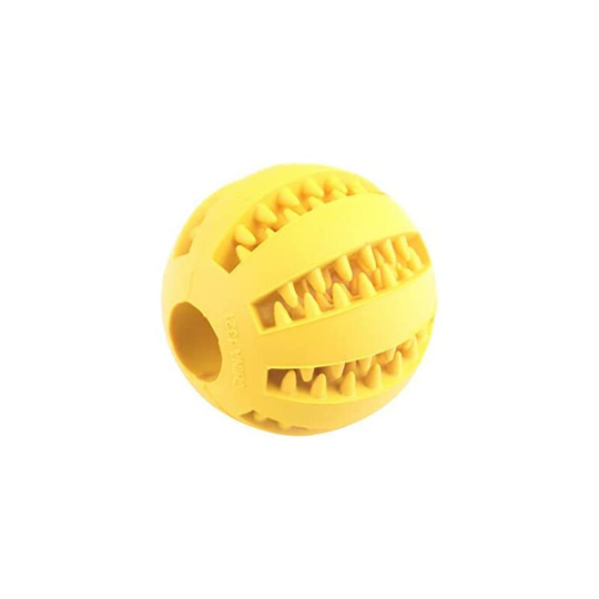 Interactive Toy Ball for Dog Cat Pet for Teeth Cleaning, Rubber Chewing Ball IQ Training Ball Puzzle Toys for Dog Cat (7cm, Yellow)