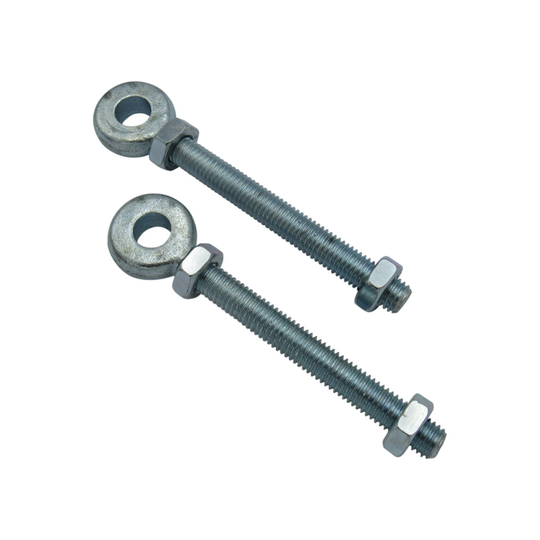X2 24MM x 150MM Zinc Plated Swing Gate Eye Bolts With 2 Nuts - Gate