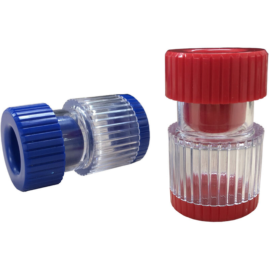 Pill Crusher and Crusher Set of 2, Crushes Vitamins and Pills, Holds up to 2 Pills, with Ergonomic Handles, Red and Blue