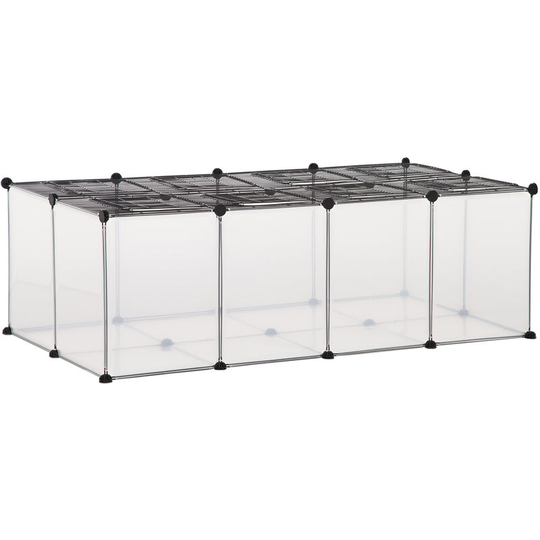 Diy Pet Playpen 28 Panels Small Animal Cage for Guinea Pigs Clear - Clear - Pawhut