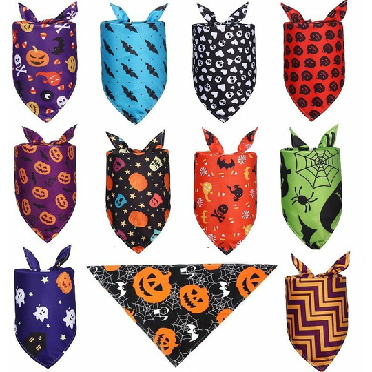 Perle Rare - Halloween Dog Bandana Dog Halloween Costumes Breathable and Washable Pet Accessories Decoration for Halloween Party - 11 Pack Suit for