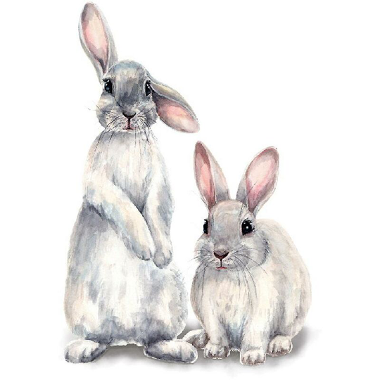 Ilovemilan - Wall Sticker Two Cute Rabbits Removable Wall Sticker For Children's Room Home Decor