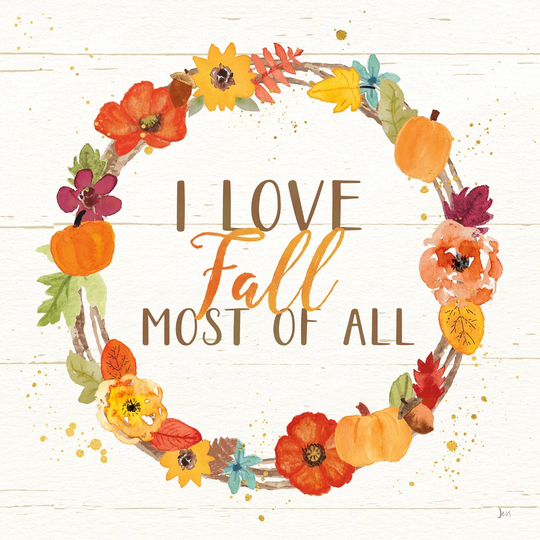 Harvest Wishes I on Wood by Jess Aiken - Wrapped Canvas Painting