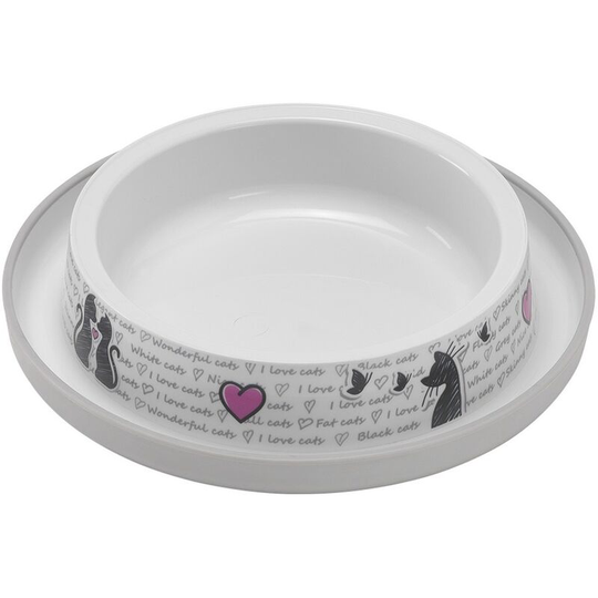 Trendy Dinner Cats In Love Cat Bowl (210ml) (White) - White - Moderna